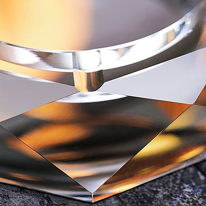 VINOS ashtray creative personalized glass ashtray large men's home office KTV club home furnishings crystal ashtray champagne gold 20CM