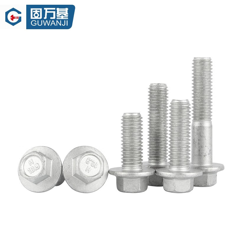 Guwanji Grade 10.9 external hexagonal flange bolt Dacromet automotive hexagonal padded screw large national standard fastener M6x12 (20 pieces)