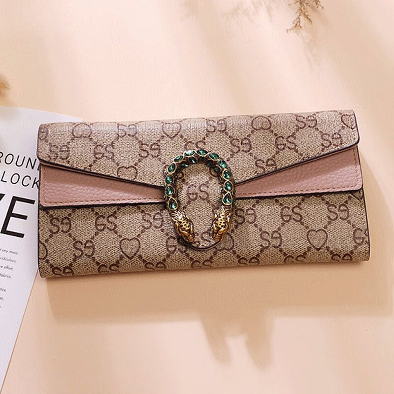 Grozd birthday gift new European and American wallet women's long women's handbag multi-functional wallet clutch pink