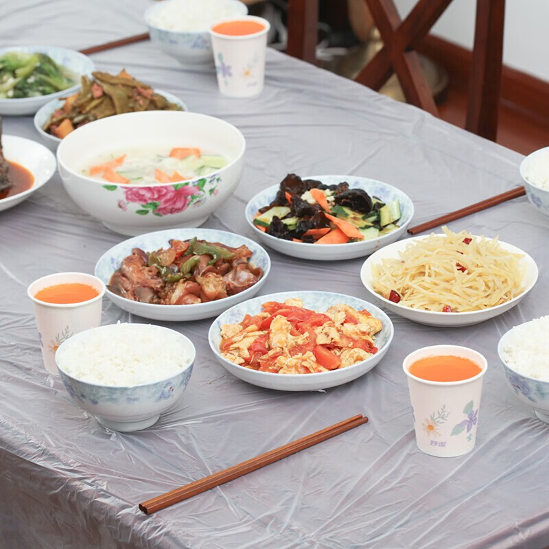 Miaojie disposable tablecloth, thickened, strong toughness, not easy to break, wedding transparent plastic waterproof tablecloth for kitchen and restaurant, festive large tablecloth 6 bags