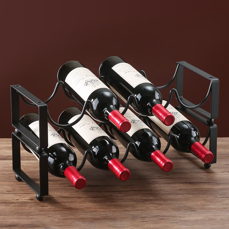 Liexuan Iron Art Red Wine Rack Display Rack Ornaments Home Living Room Metal Slanted Multiple Bottles of Red Wine Wine Rack Iron Art Can Be Superimposed Wine Rack One Layer