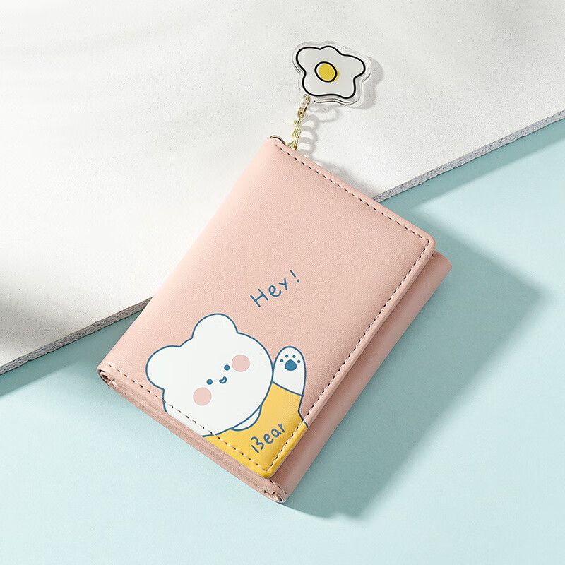 BEMINGWAY2025 short wallet female cute children girls students ins thin girl wallet girly heart Korea pink Y8608
