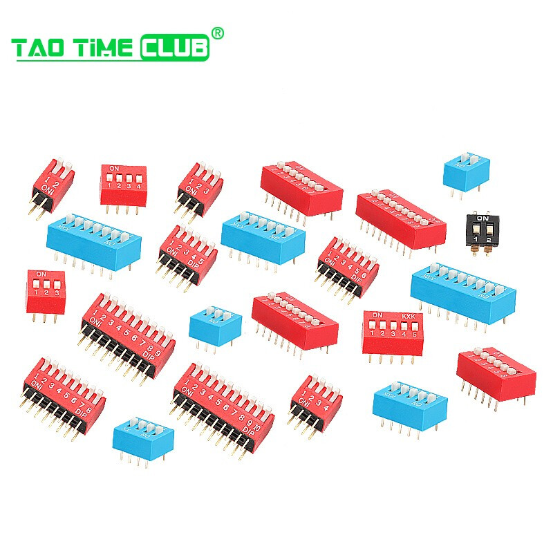 DIP switch toggle side dial flat dial coding patch 2P 4 5 6 8 9 10 bits 2.54mm red blue black 10P side dial red (1 piece)