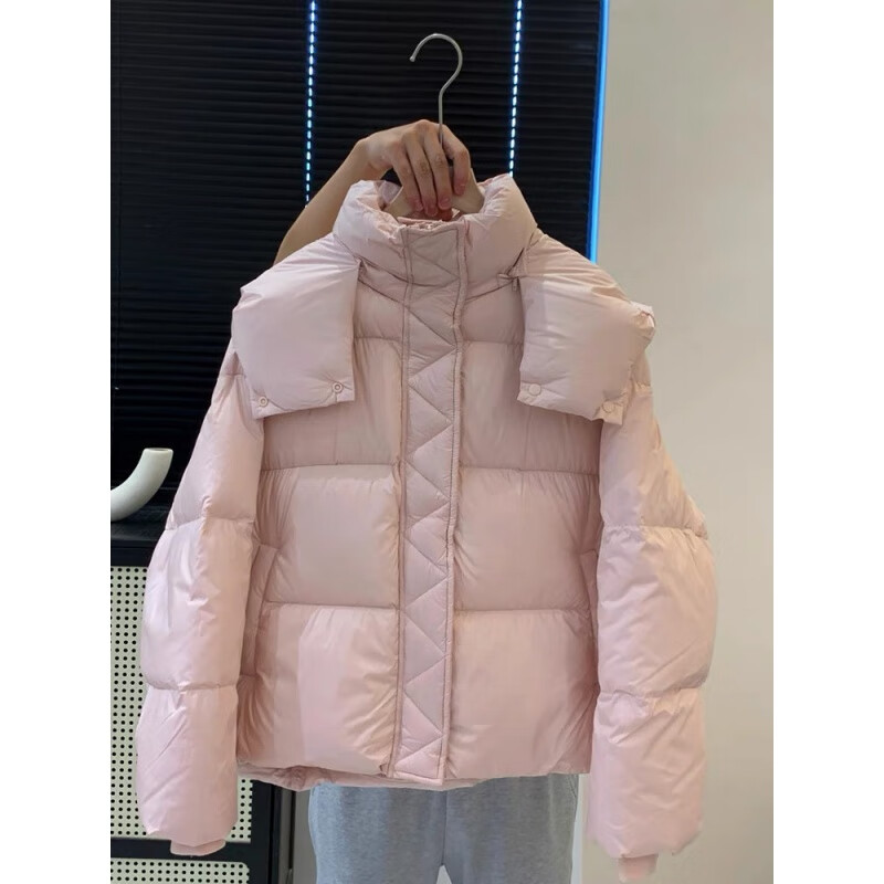 Weirou Boston Down Jacket Women's 2025 90 White Duck Down Puff Turtle Back Short Cloud Thick Loose Hooded Jacket White New National Standard Duck Down S (85-125 catties)