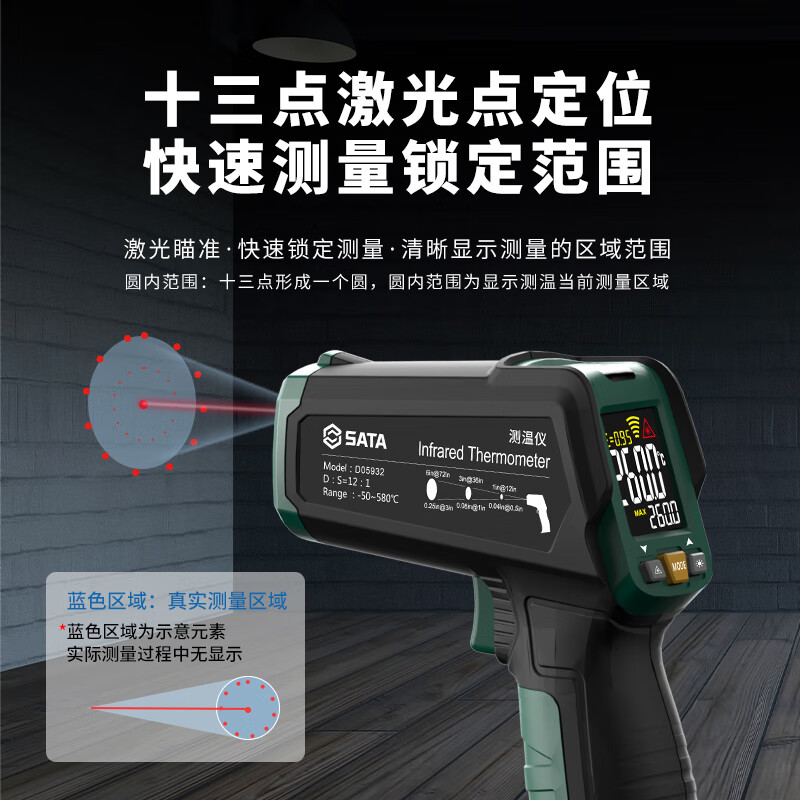 Shida SATA infrared thermometer high-precision kitchen baking temperature gun thermometer industrial oil temperature gun D05932
