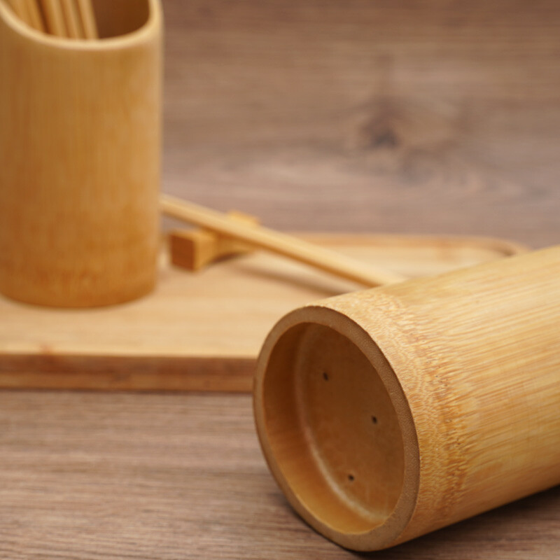 Meal fragrant bamboo chopstick tube drain chopstick cage kitchen floor storage rack chopstick box wall-mounted chopstick basket storage tableware natural bamboo chopstick tube