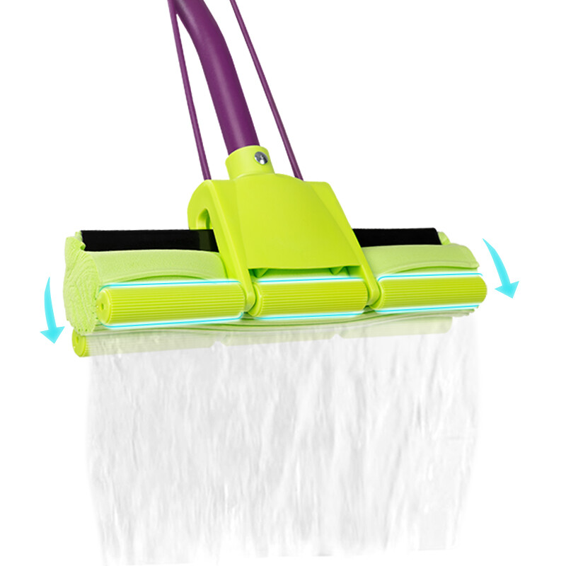 Miaojie collodion mop 27cm pole length 120, a total of 2 rollers, lazy household, one mop, hand-wash-free sponge to absorb water