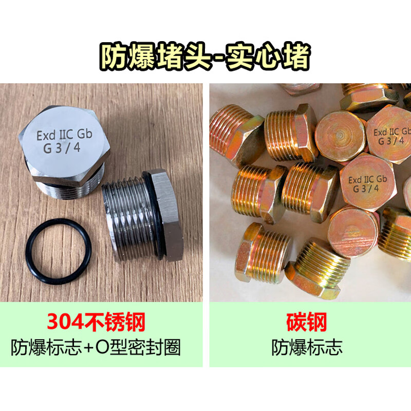 Carbon steel explosion-proof plug metal Q235 solid 04 stainless steel color zinc plated external hexagonal thread plug waterproof seal carbon steel DN20 G3/4 6 points