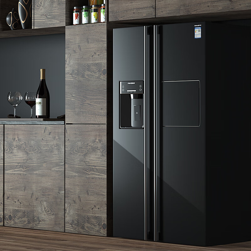 Siemens ice refrigerator double-door ice machine black tempered glass air-cooled frost-free double-door automatic with water source faucet-glass door ice refrigerator