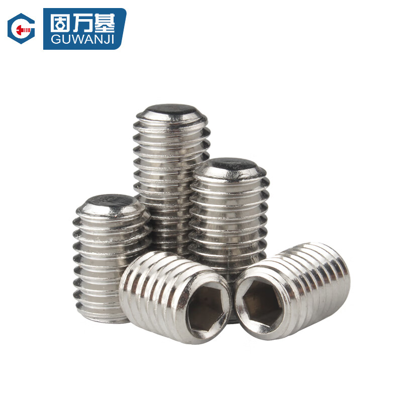 Guwanji 304 stainless steel flat-end machine screws, set screws, hexagonal headless top screw, national standard accessories, M4x10, 50 pieces