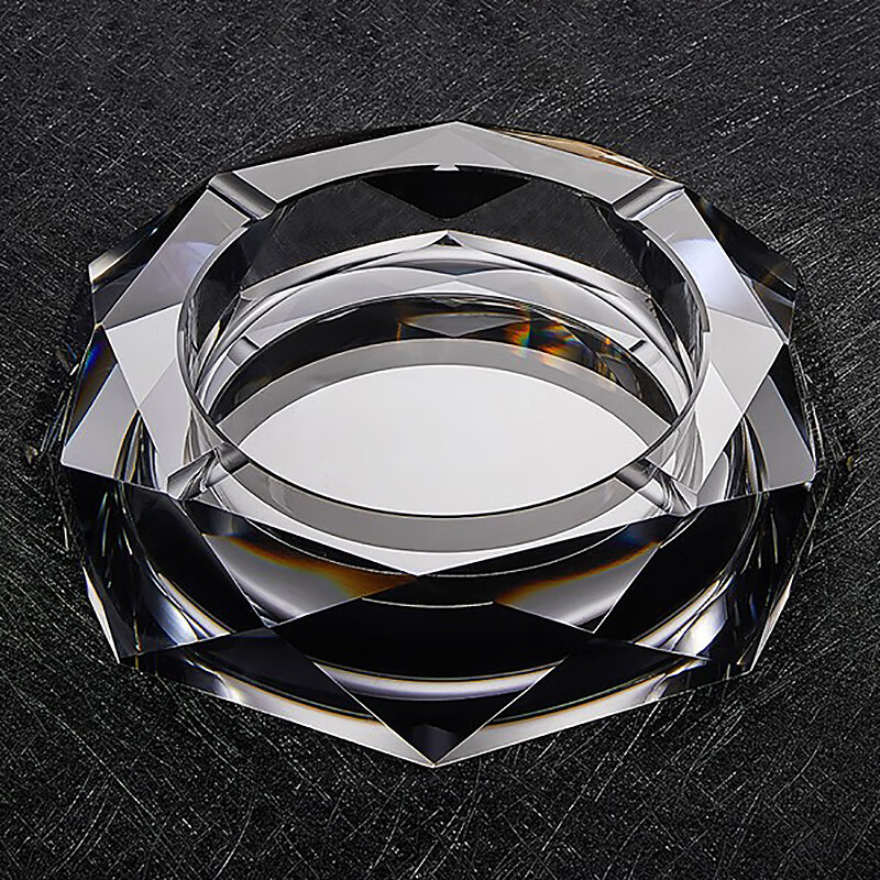 VINOS ashtray creative personalized glass ashtray large men's home office KTV club home furnishings crystal ashtray champagne gold 20CM