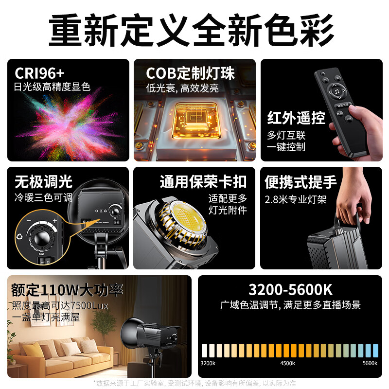 Kerunle COB highlight light live photography led fill light sun lighting photography light shooting soft light box studio photography equipment camera props anchor beauty set