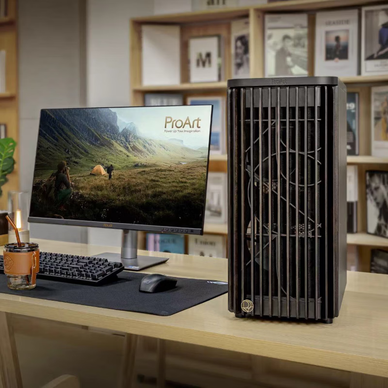 95% new ASUS ProArt PA401 wood art version chassis, powerful cooling/wood art front air intake grille/tool-free disassembly/power button lock/PWM one-button setting