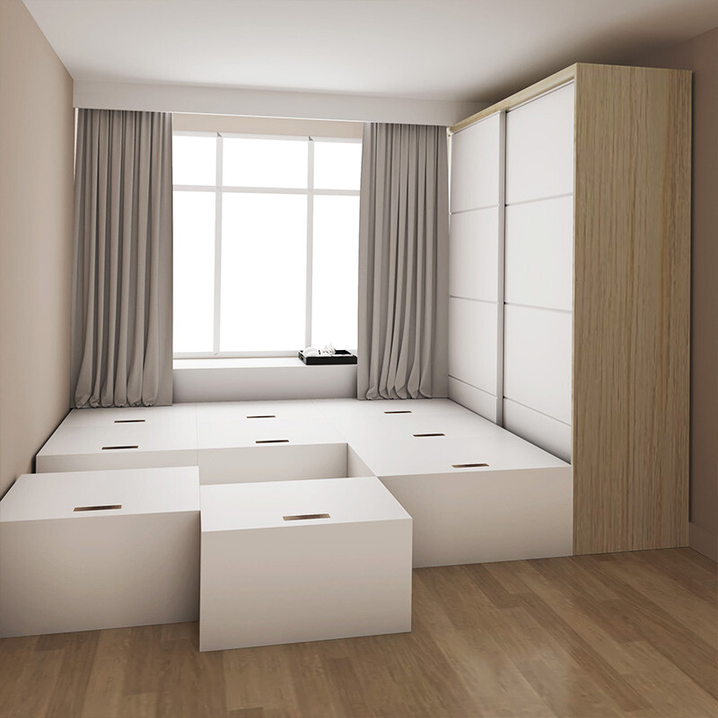 Dadaoyoutian tatami bed small apartment tatami cabinet combination box bed box cabinet Japanese style tatami storage square bed solid wood paint-free multi-layer board 800*800*400mm