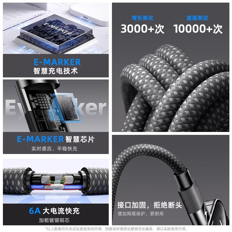 Suitable charging cable typec two-in-one Apple 15 data cable 100w fast charging suitable for Huawei Honor Xiaomi oppo notebook Switch car one to two PD1 meter black