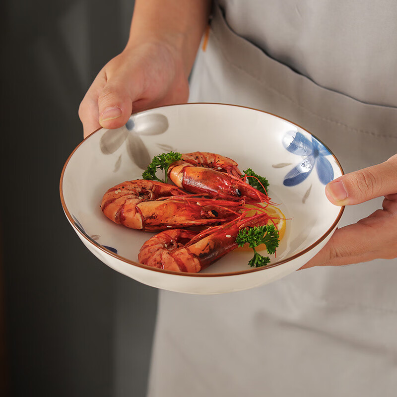 Hechuaya ceramic plate household underglaze Japanese-style plate 8-inch soup plate dish plate 4 pieces antique