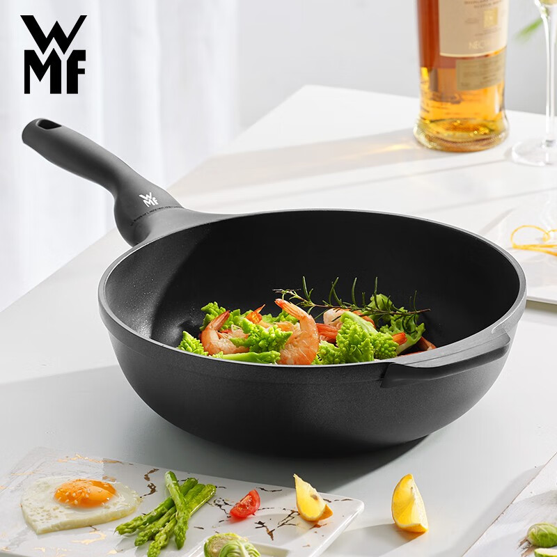 WMF Futengbao Yincai non-stick wok, frying pan, frying dual-purpose pan, star stir-fry omelette pan, less oil fume, gas induction cooker, Yincai (suitable for 1-6 people) 32cm