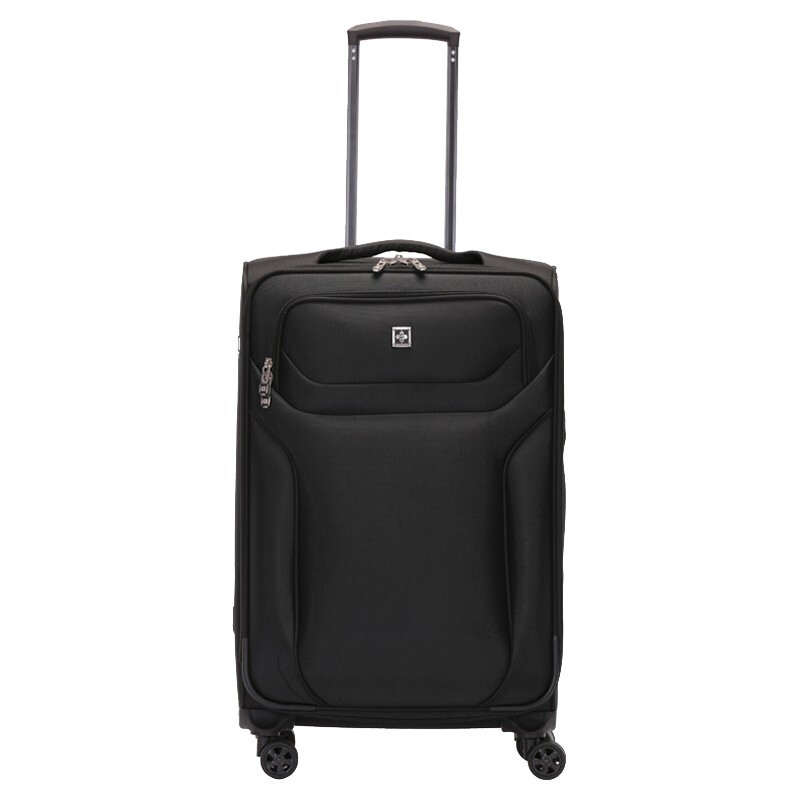 SUISSEWIN Xiangxing trolley cloth box wear-resistant and scratch-resistant Oxford cloth 28-inch large-capacity travel checked lightweight suitcase black