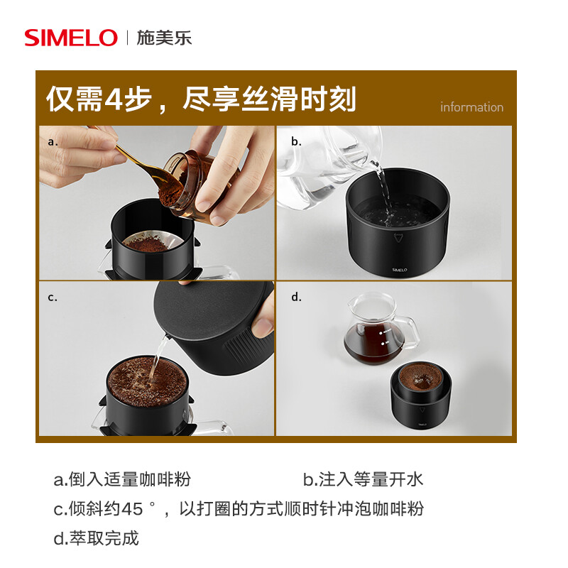 SIMELO Electric Bean Grinder Portable Coffee Bean Grinder Fully Automatic Grinding Coffee Powder Black Electric Grinder 4-piece Set (Upgraded Metal Grinding Chamber)