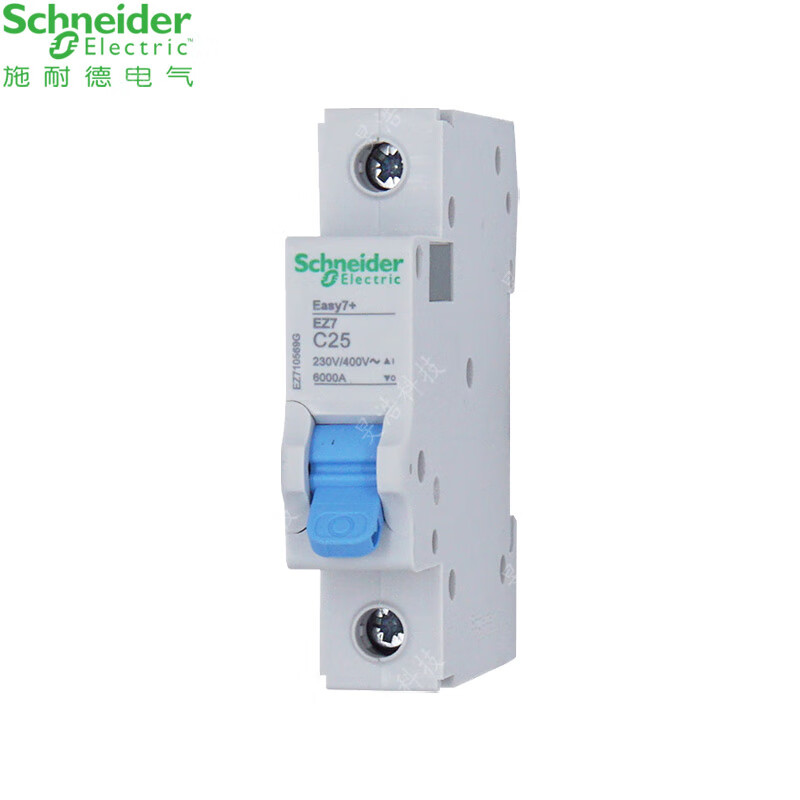 Schneider EZ7 Series Small Circuit Breaker 1P Type C 6KA 230/400V AC Monolithic Air Switch EZ710569G 1P C25A 6000A C Curve