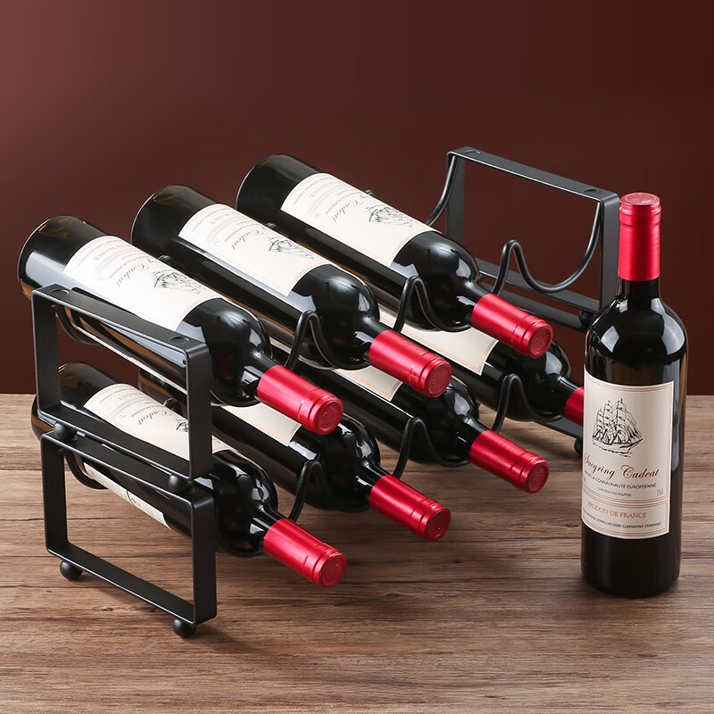 Liexuan Iron Art Red Wine Rack Display Rack Ornaments Home Living Room Metal Slanted Multiple Bottles of Red Wine Wine Rack Iron Art Can Be Superimposed Wine Rack One Layer