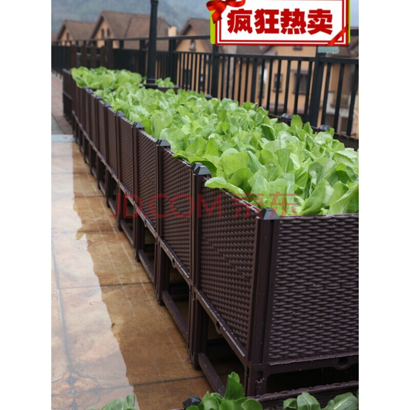 Reliant planting artifact, extra large balcony vegetable planting box, family rectangular vegetable pot, flower box, flower pot, flower trough, one unit, length 40, width 40, height 23, outdoor sun-resistant warranty for ten years