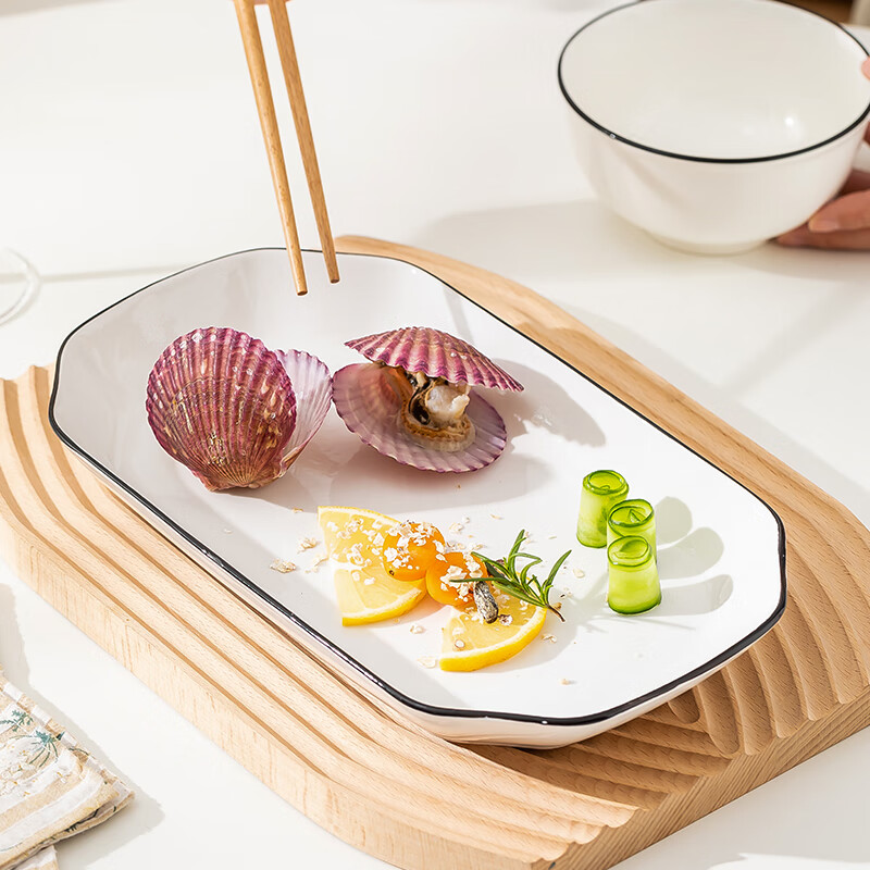 Sichen Fish Plate Home 2025 New Underglaze Color Large Steamed Fish Plate Dish Plate Creative Dinner Plate Ceramic Dish Plate Tableware 27CM Fish Plate 1 Pack Underglaze Color