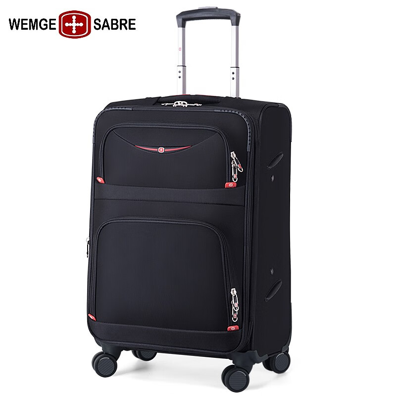 Rambo Saber suitcase, Oxford trolley case, business travel case, boarding case, canvas password box, extra large capacity case, soft case 086A black 18 inches