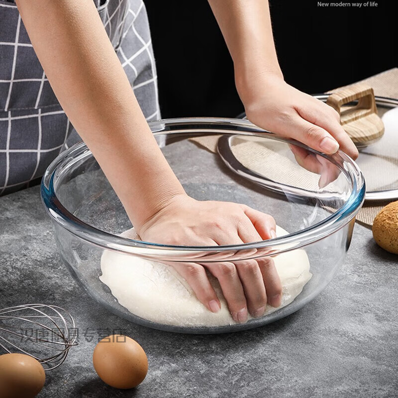 VETROAMANO and basin glass basin non-stick kneading basin home kitchen baking leavened dough live dough whipped cream egg bowl single extra large 29.5cm + glass lid