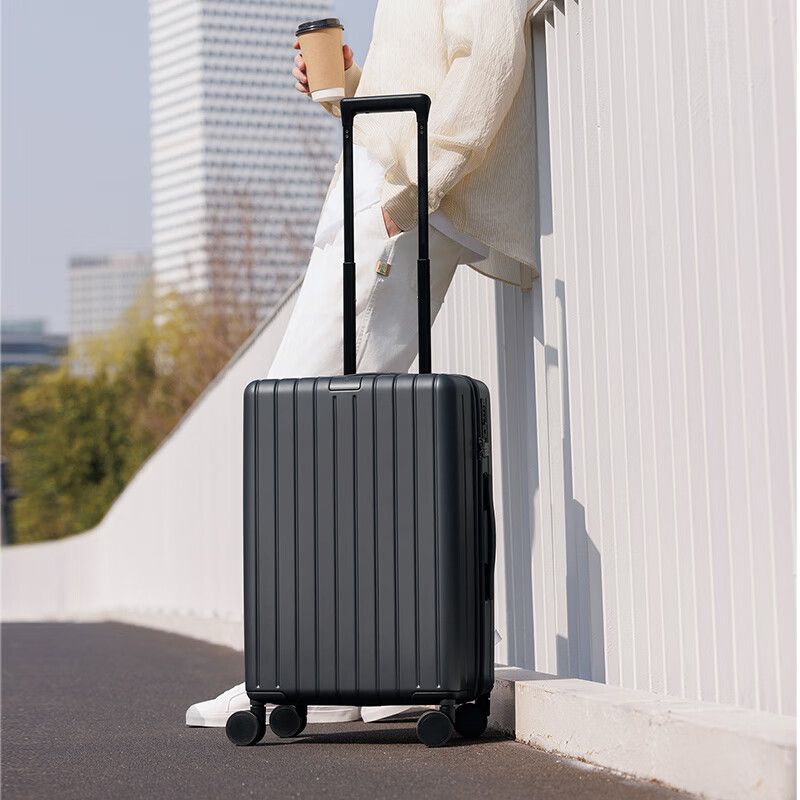 Boundless suitcase made in Tokyo, German PC men's and women's trolley case, boarding suitcase, leather suitcase, graphite gray 20 inches