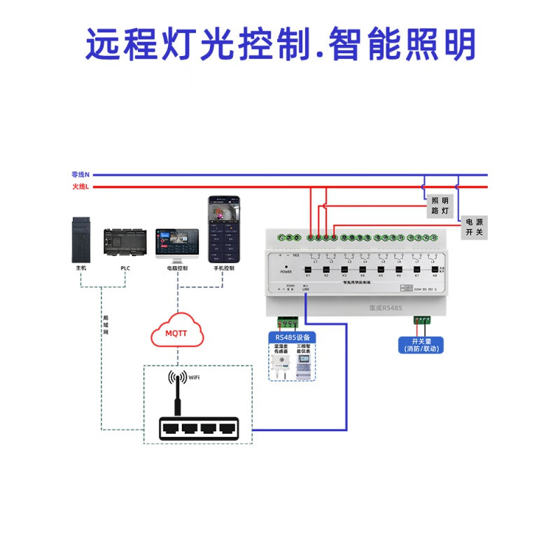 50A high current network port 485 light control timing light control intelligent lighting module switch led light 12/6 channels network port-CX-8212E