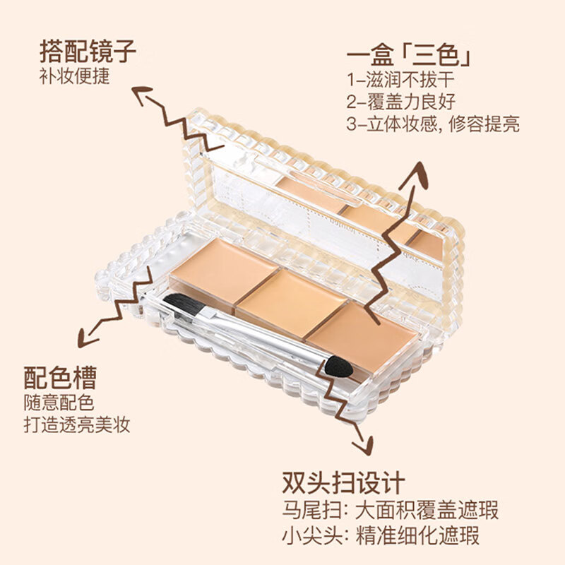 CANMAKE Ida Three-Color Concealer 03 Beige Covers Spots, Dark Circles, Acne Marks 3.9g/box Valentine's Day Gift