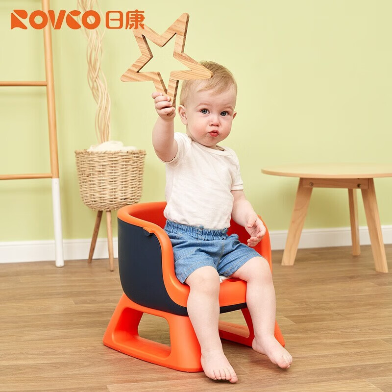 Rikang baby dining chair home dining table and chair baby screaming chair seat eating chair children's backrest small chair sound chair without dinner plate blue