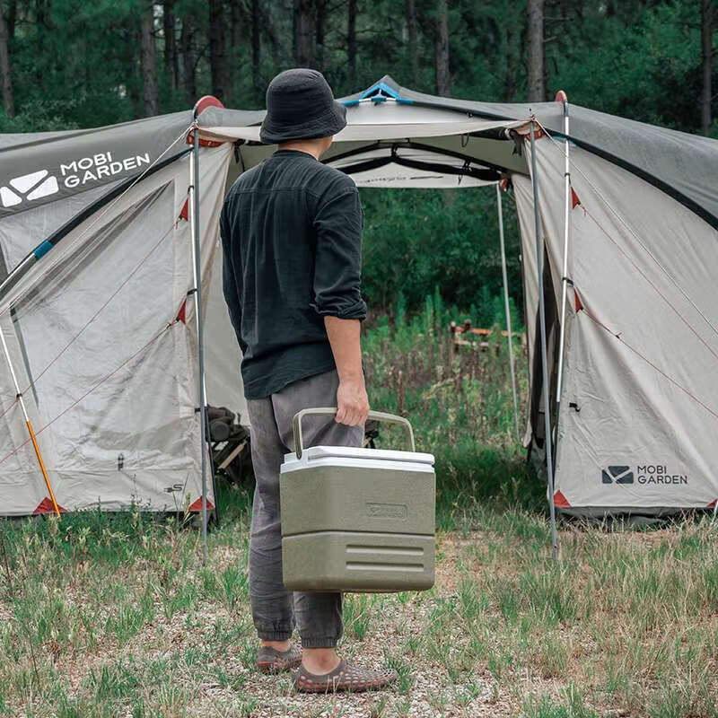 Huili Dedi Insulated Box Refrigerator Outdoor Portable Tug Fresh Box Food Grade Self-Driving Picnic Ice Bucket Insulated Box 8.5L (Olive Green) Long-lasting Cooling Approx.