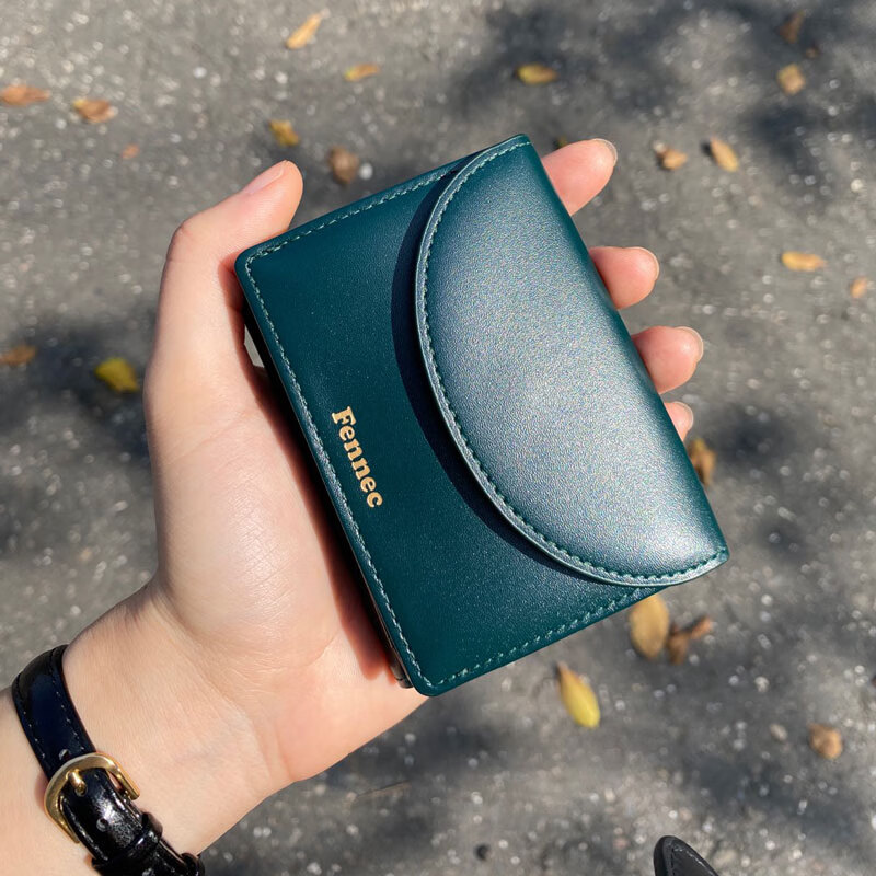 Kangaroo (KANGAROO) card holder women's 2025 Chinese Valentine's Day fennec Korean card holder wallet one-piece genuine leather niche coin purse compact wallet burgundy