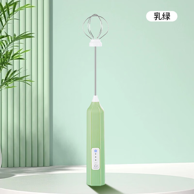 Jingdie electric egg beater, household small milk frother, coffee milk food supplement blender, baking cream whipper, milky white 1 piece, three-speed speed adjustment/304 whipping head/long-lasting battery life
