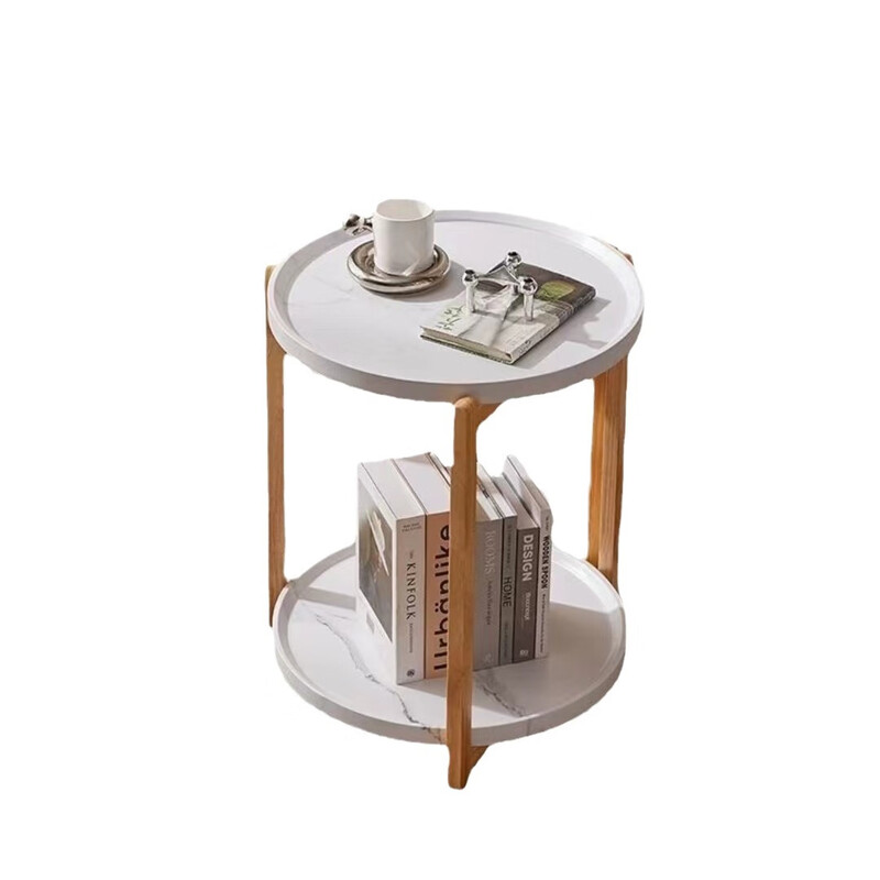 Jingyan removable solid wood leg tea table balcony coffee table small apartment sofa side table bedside table 2025 new small table walnut color legs + walnut color surface 43*43*65