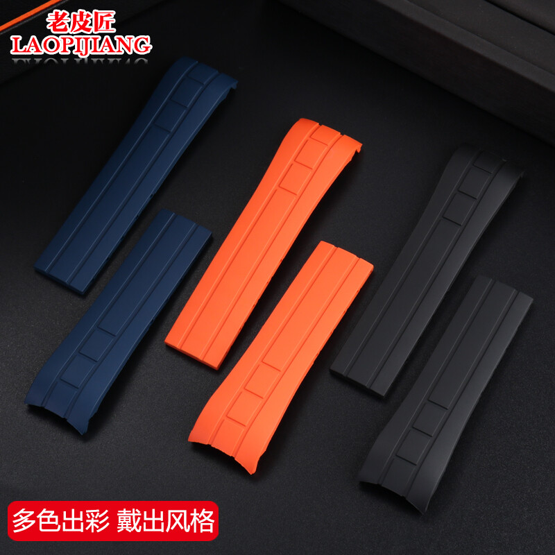 Suitable for Mido watch strap Mido helmsman M005 watch strap Citizen Air Eagle silicone rubber watch strap male 22 23mm black-steel buckle 22mm