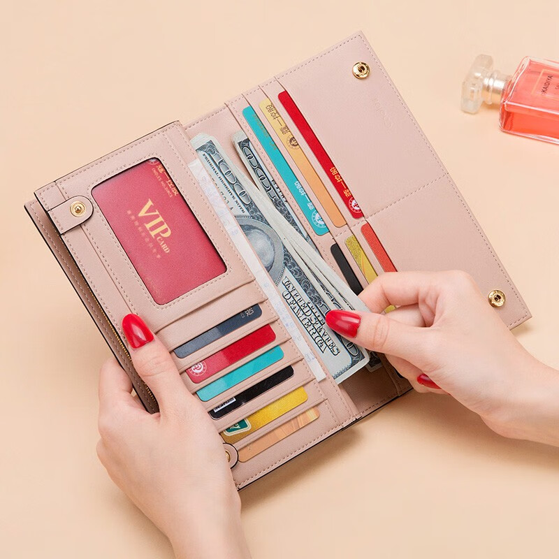 Cnoles women's wallet, light luxury, multi-card slot clutch bag, card holder, high-end, heart-warming birthday gift for girlfriend, pink new style, heart-warming gift for girlfriend and wife