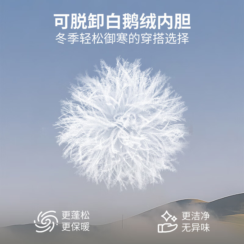 EMZ Ordos Cadre Style Goose Down Liner Autumn and Winter Men's 100% Sheep Wool Lapel Jacket with Bold