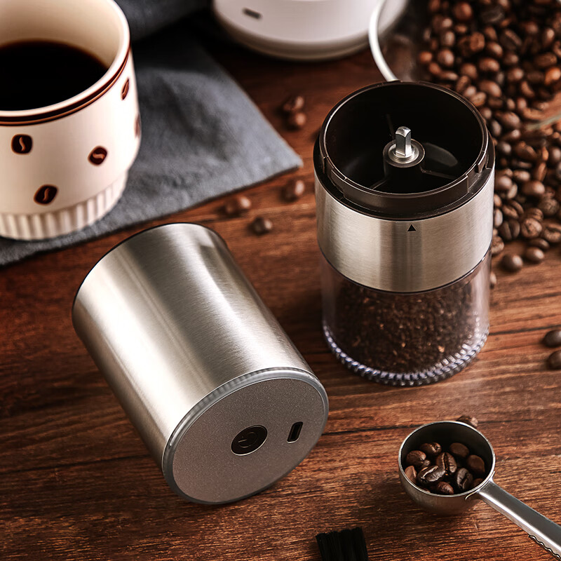 TONESON electric bean grinder steel core bean grinder grinder fully automatic portable household small coffee bean grinder natural color CNC steel core bean grinder