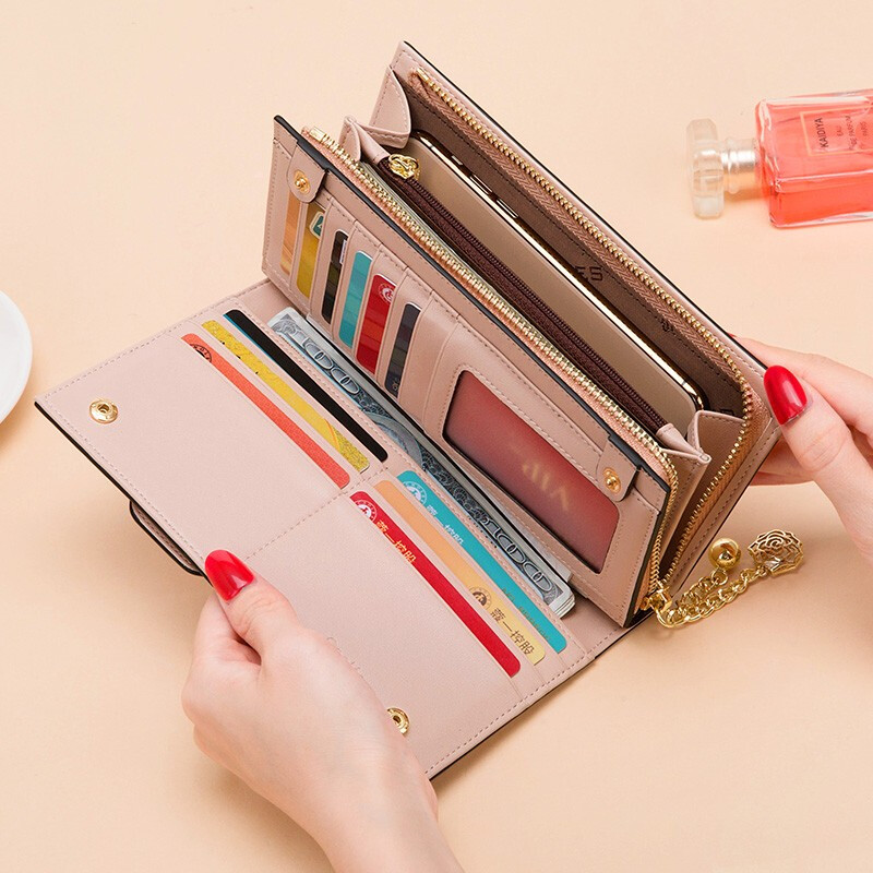 Cnoles women's wallet, light luxury, multi-card slot clutch bag, card holder, high-end, heart-warming birthday gift for girlfriend, pink new style, heart-warming gift for girlfriend and wife