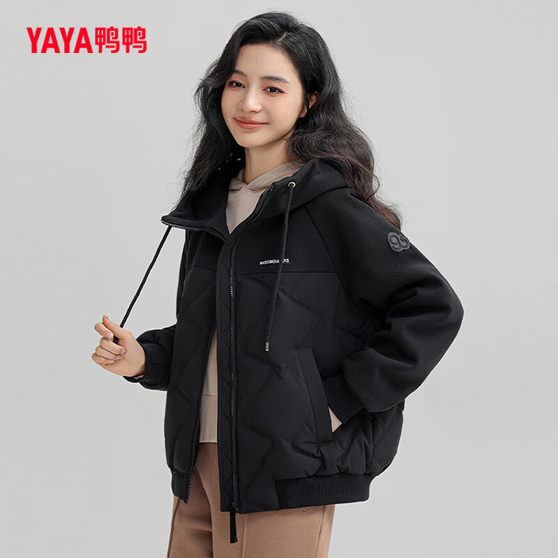YAYA lightweight hooded short women's down jacket winter simple solid color women's fashion jacket