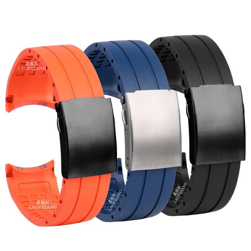 Suitable for Mido watch strap Mido helmsman M005 watch strap Citizen Air Eagle silicone rubber watch strap male 22 23mm black-steel buckle 22mm