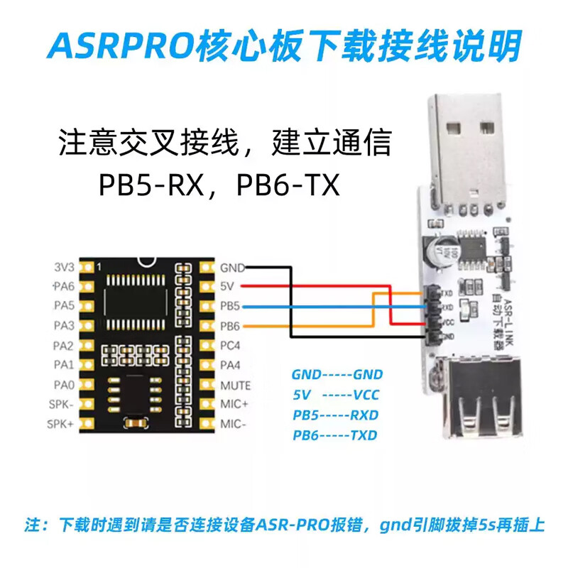 Officially authorized by Tianwen ASRPRO2.0 speech recognition module serial port one-click download AI offline voice control Tianwen development board ASR-PRO development board 4M flash memory (pin header soldered) package one