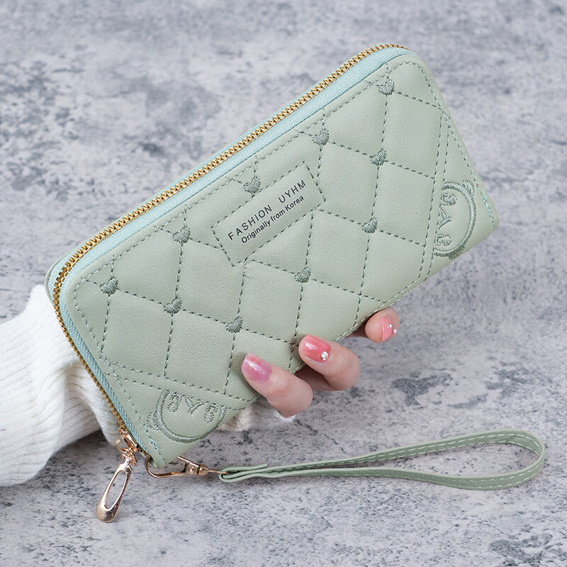Tuzun Korean Version 2024 New Hand Wallet Women's Long Zipper Multifunctional Versatile Wallet Large Capacity Mobile Phone Wallet Green