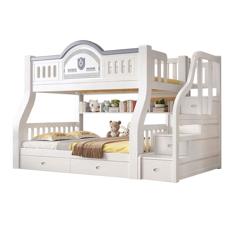 St. Burton children's bunk bed solid wood high and low bed bunk bed bunk bed two-layer wooden bed double bed ladder type upper bunk width 1.3 meters, bottom bunk width 1.5 meters