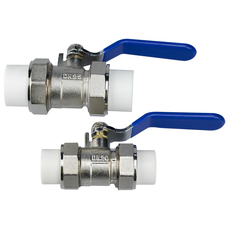 Hasdick HK-5004 National standard thickened double union hot melt manual ball valve electroplated PPR brass nickel plated ball valve DN25