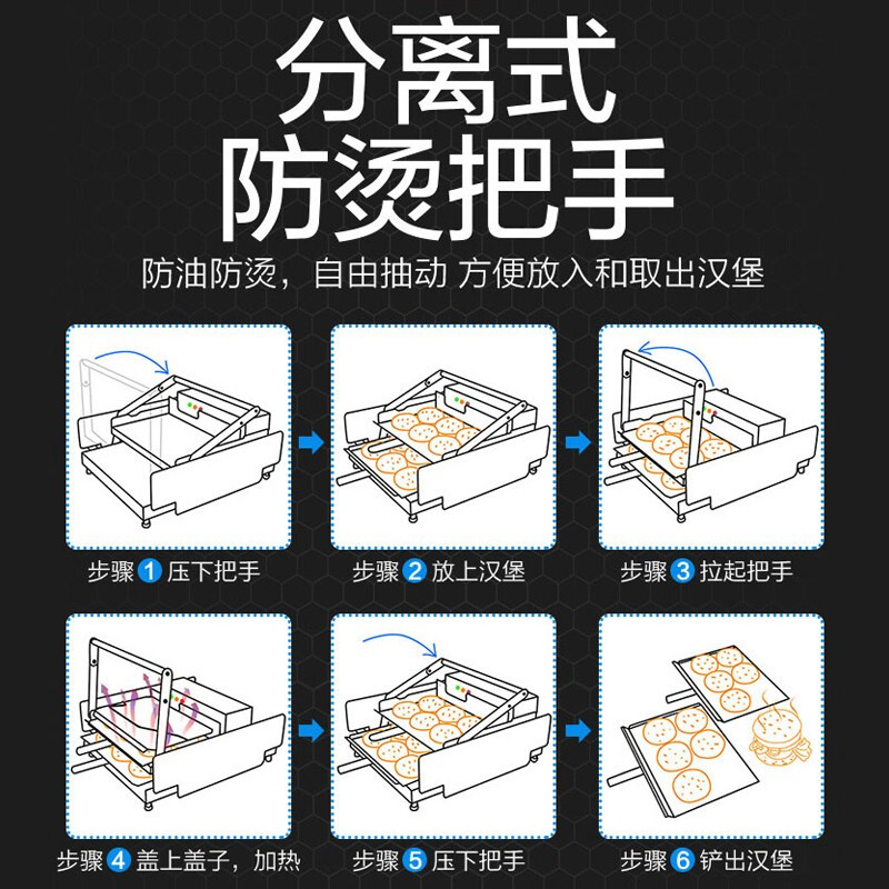 AISHIQI hamburger machine, commercial stall bread machine, hamburger oven, fully automatic hamburger oven, electric heating bread oven, household burger shop special pickling machine and equipment, small mechanical model (can make 6 pieces)