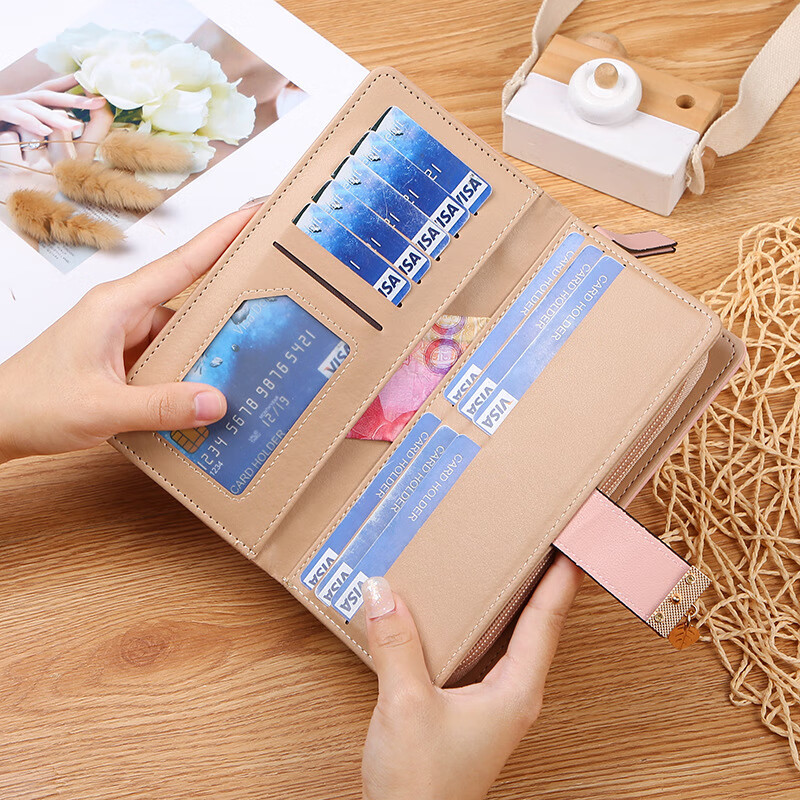 ZOCI Wallet Women's Long 2024 New Internet Celebrity Niche Design Large Capacity Folding Wallet Card Bag Clutch Bag Versatile Khaki